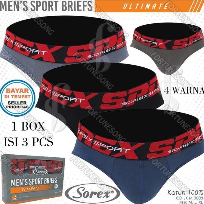 Ytta- Sorex 3 Pcs Celana Dalam Pria Sorex 100 % Katun