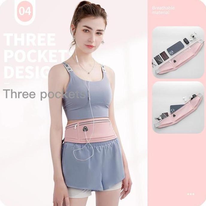 Xocy- Tas Pinggang Lari Tas Pinggang Tas Lari Unisex Slim Belt Fanny Pack Kebugaran Pinggang Kantong