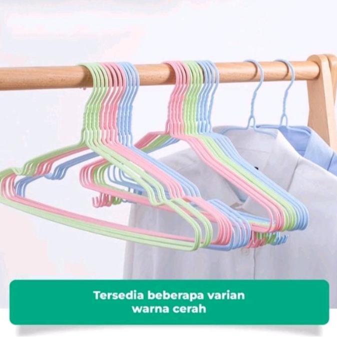 New- Isi 30 Buah/Pcs Hanger Kawat Gantungan Baju Anti Karat Stainless Promo Jaket Multicoloured Jas 