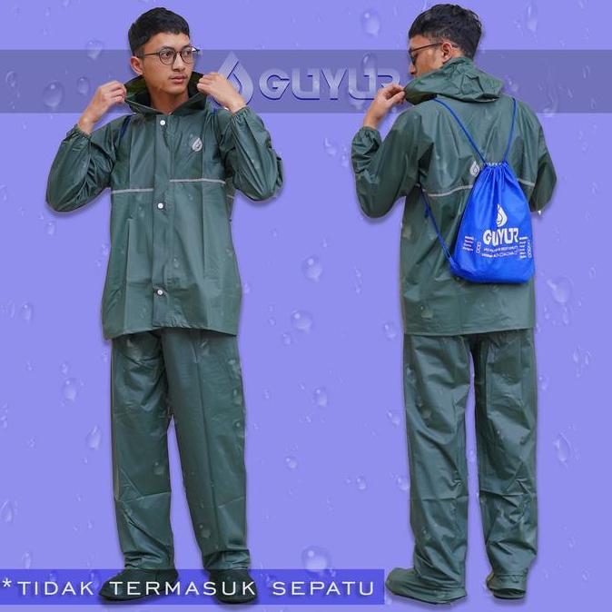 New- Jas Hujan Original Guyur  Raincoat  Anti Bocor  Setelan Pria Wanita Dewasa Raincoat Anti Air Ma