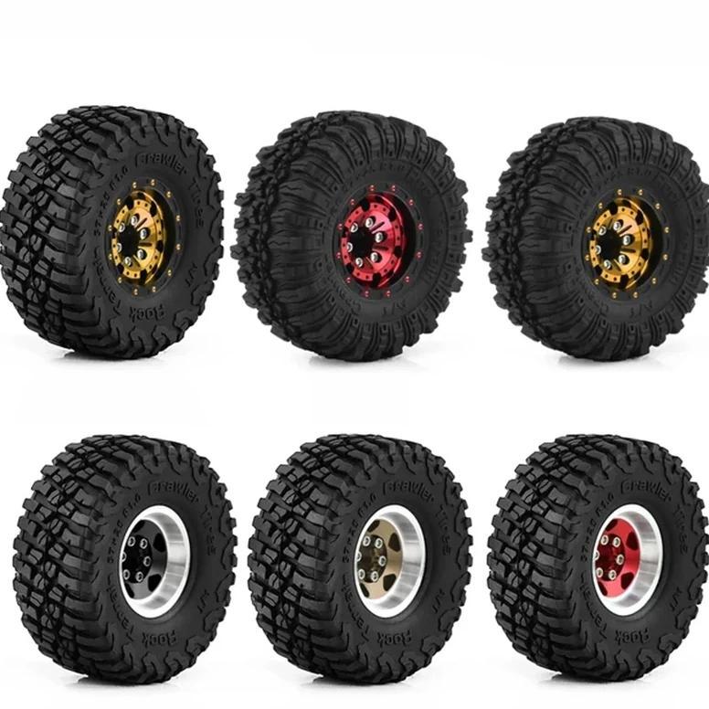 1/24 RC Rock Crawler Beadlock Wheels & Grappler Tires for SCX24 FCX24 TRX4M AX24, Off-Road Upgrade P