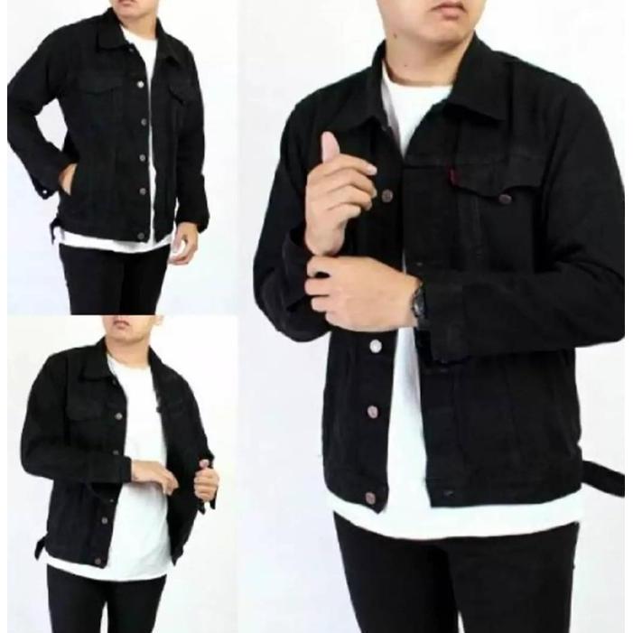 Mntp- Jaket Jeans Denim Blessings Pria Dewasa - Warna Hitam, Bahan Denim Nyaman, Kancing Polos Cowok