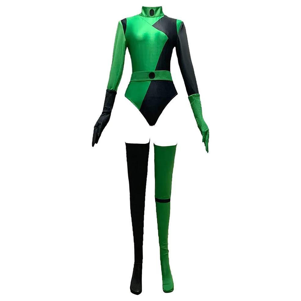 Anime Shego Cosplay Costume Sexy Jumpsuit For Women Zentai Bodysuit Gloves Socks Suit Halloween Carn