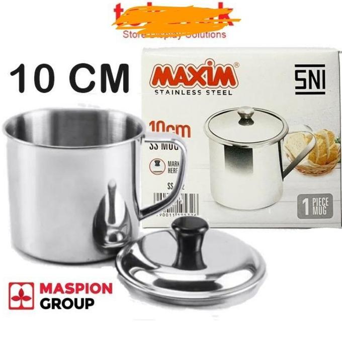 Maspion Mug Stainless Steel + Tutup 10cm / Gelas Stainless 10 cm