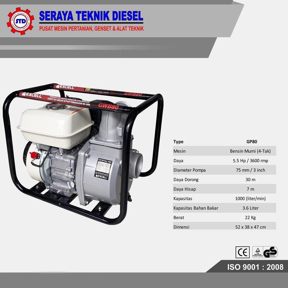 POMPA ALKON 3 INCH EXCEL HONDA ORIGINAL / POMPA AIR SAWAH BENSIN HONDA Berkualitas