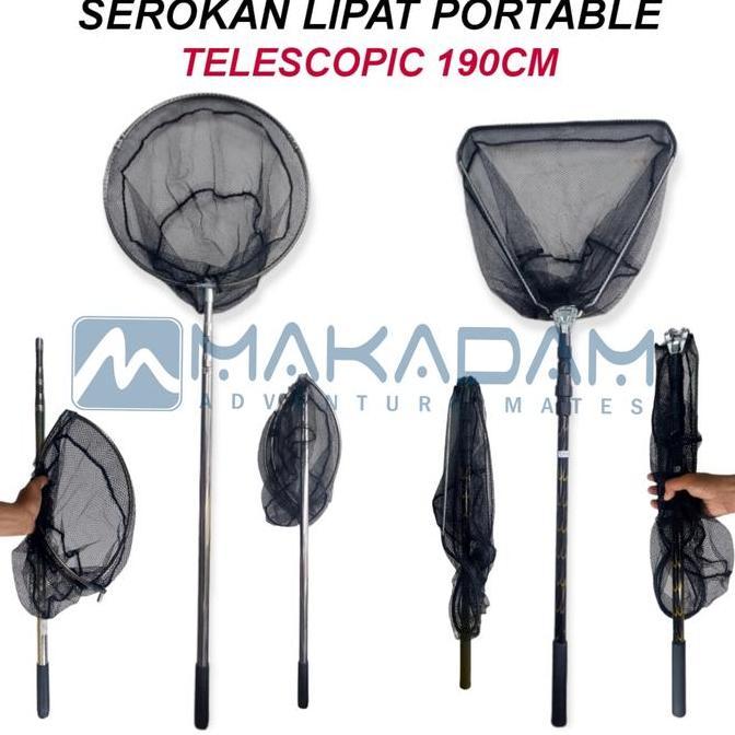 serokan jaring ikan lipat teleskopik portable mancing besar
