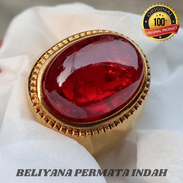 Cute- Cincin Batu Red Garnet Pecah Seribu Asli Sufer Mewah