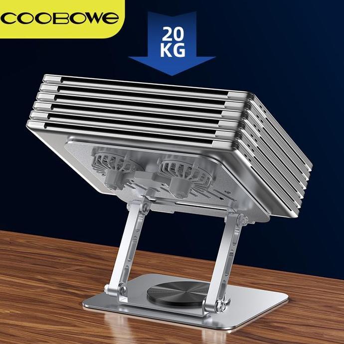 COOBOWE Stand Laptop Aluminium Cooling Pad Kipas Pendingin Portable Dudukan Laptop 10-17 Inci Ventil