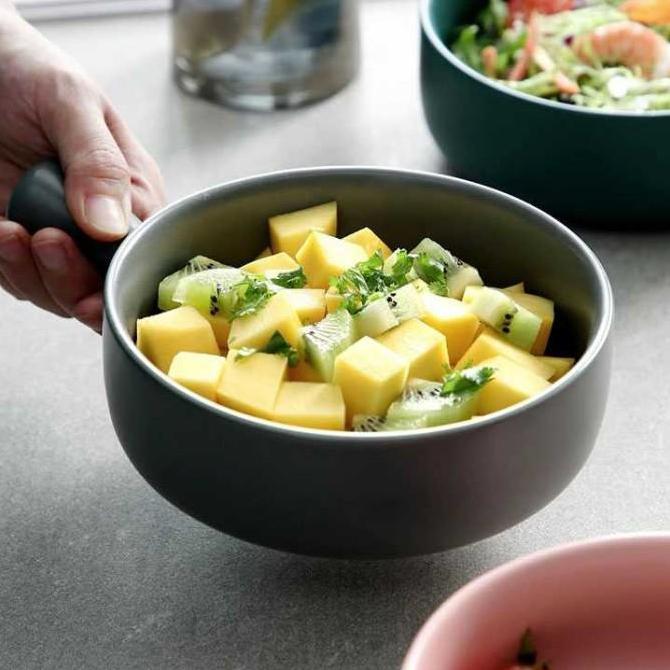 Mangkok Keramik Bowl Nordic Style With Handle - PJ535