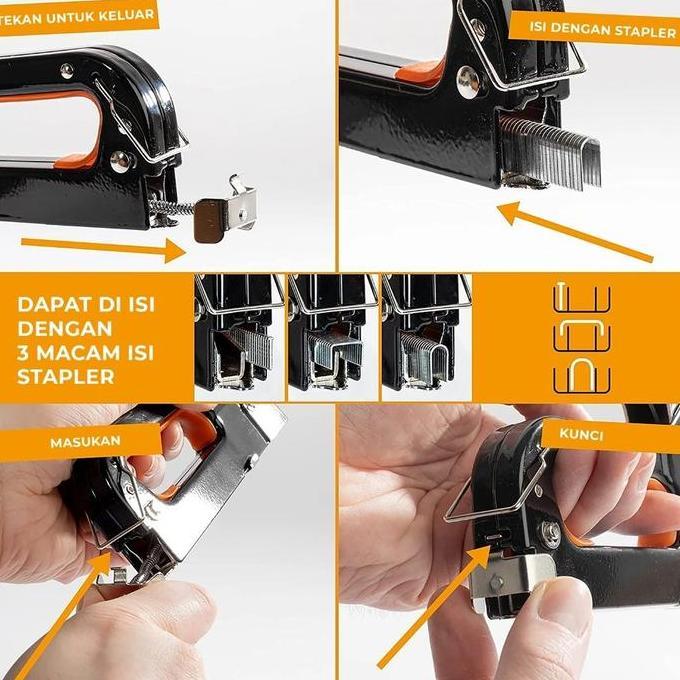 Yxyj- Gratis 600 Paku / Stapler 3In1 Tembak Gun Serbaguna Staples 3 In 1   4-14 Mm Tembok Jokmotor T
