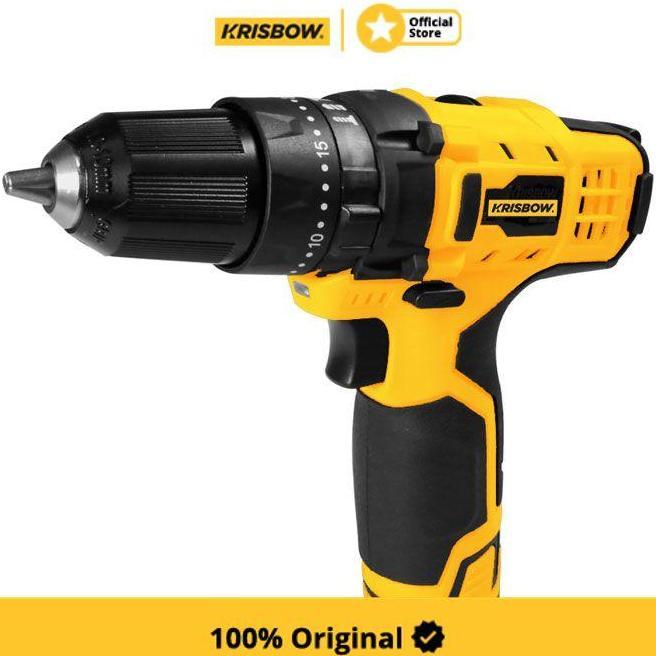 Krisbow Bor Listrik Cordless Impact Drill 10 Mm 12V