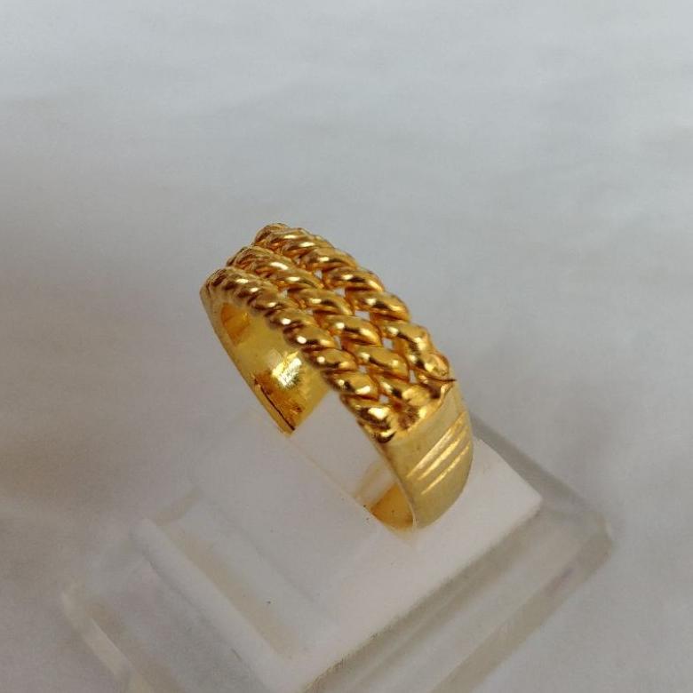 Cute- Cincin Rantai Lilit Lapis Emas Asli