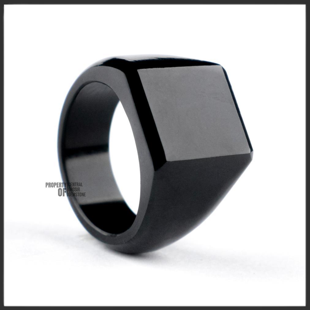Cute- Cincin Pria Batu Giok Hitam Asli Natural Black Jade Original