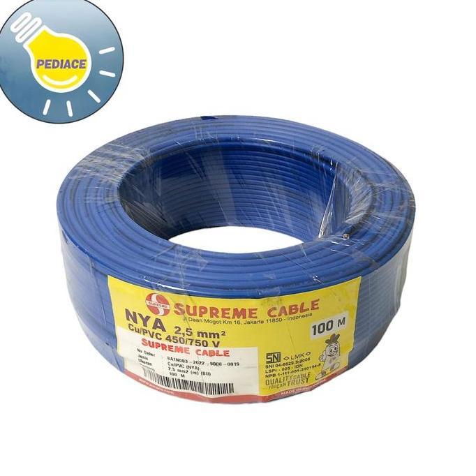 Kabel Tunggal Kawat NYA 2.5mm SUPREME Warna Biru 1 Roll 100M
