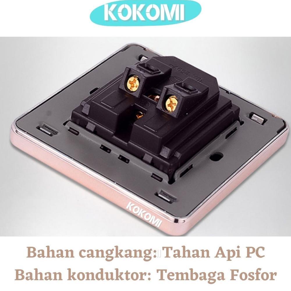 lstrk- Kokomi Saklar Dinding Soket ROYAL GOLD Wall Socket Golden Brushed 1/2/3 Gang 1 Way Stop Konta