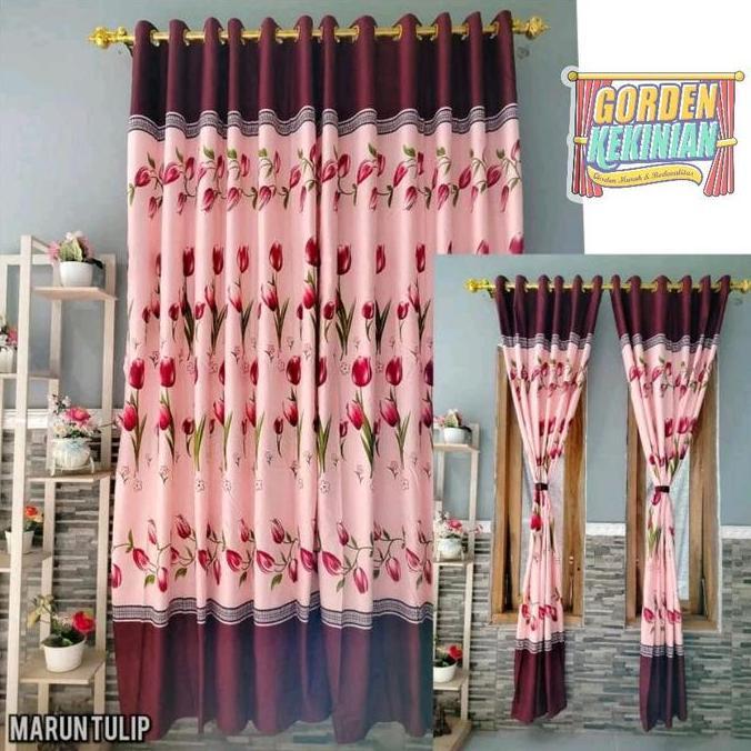 Romx- Gorden Motif Tulip Merah Maroon Ring 12 Gorden Bunga Tulip Maroon Gorden Tulip Maroon Gorden S