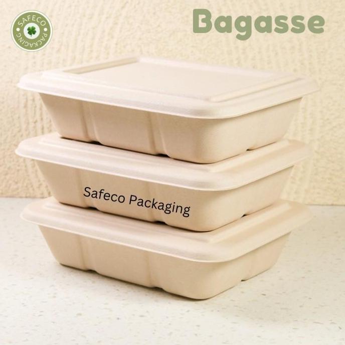 Good- Bagasse Safeco Wide 1350 ML Kotak Tempat Makanan Food Box  Kotak Tempat Makan Packaging Kemasa