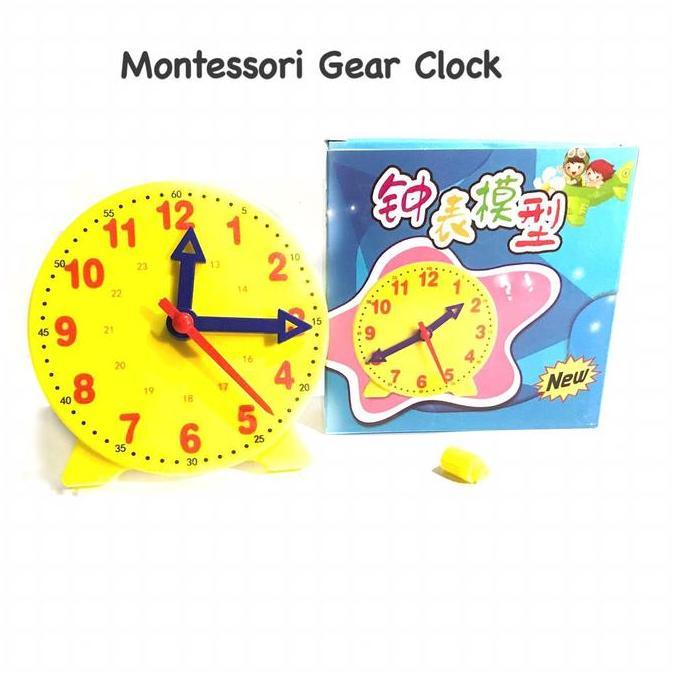 Toypuy- Mainan Montessori Gear Clock Jam Kuning Mini