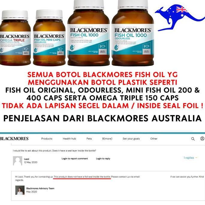 Vitmax- Blackmores Odourless Fish Oil 1000Mg 400 Capsules Omega3 Omega 3 1000 Mg Kapsul