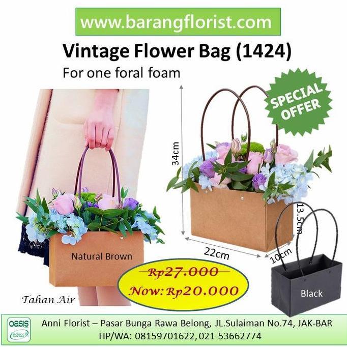 Flwr- Vintage Flower Bag (1424), Tas Bunga, Kotak Bunga