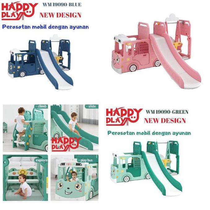 Terlaris Happy Play Bus Tayo 2In1 3In1 4In1 Slide Swing Wm19090 19089 Perosotan