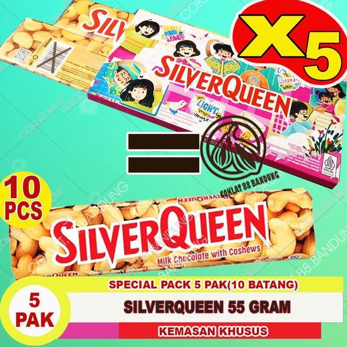 COKLAT SILVERQUEEN 1 BOX 10 PCS X 55 GR EX 58 GR MEDE, COKELAT SILVERQUEEN 58 GRAM ISI 10 ALMOND CHO