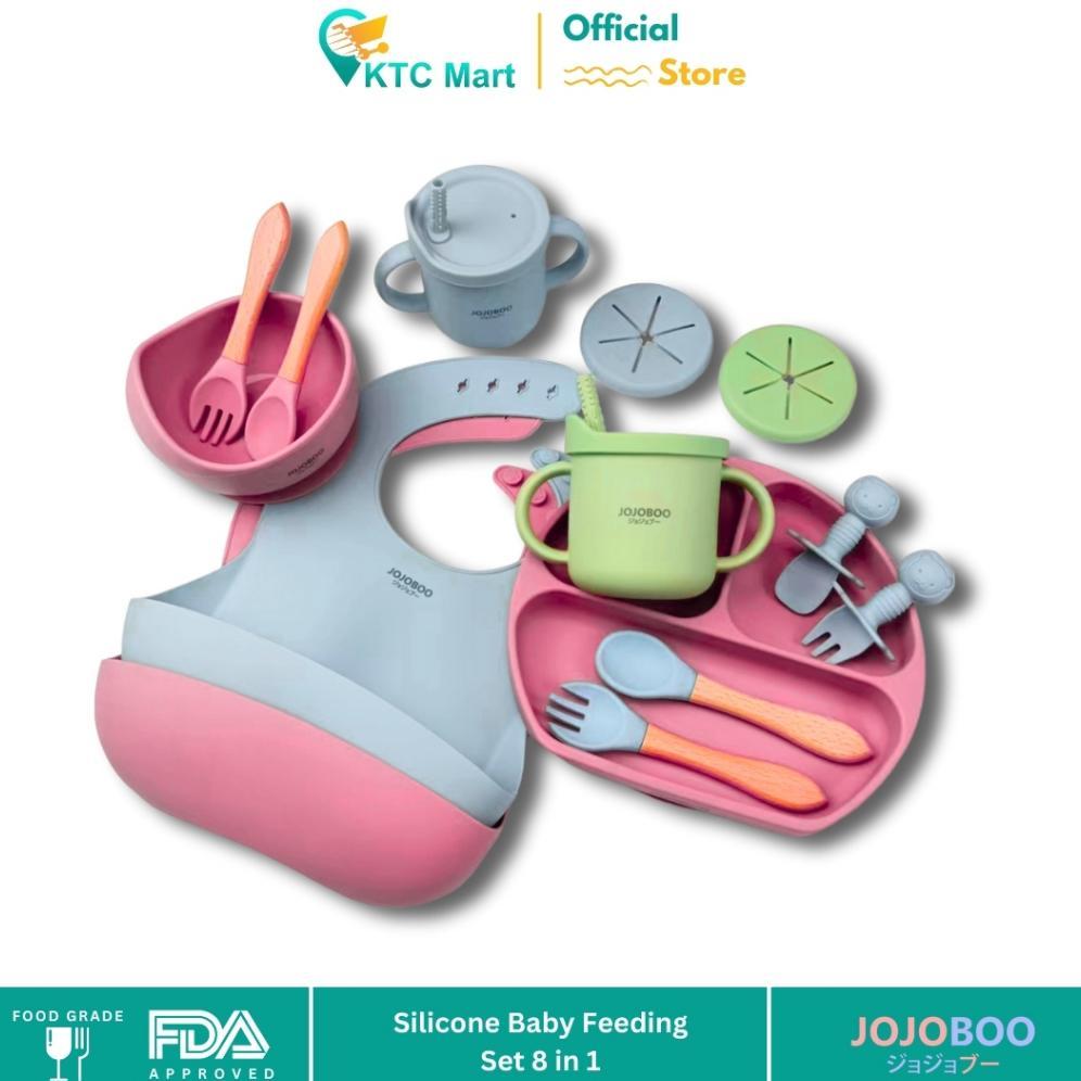 JOJOBOO - 8 in 1 Peralatan Makan Bayi Set Silicon Suction Food Grade Baby Feeding Set
