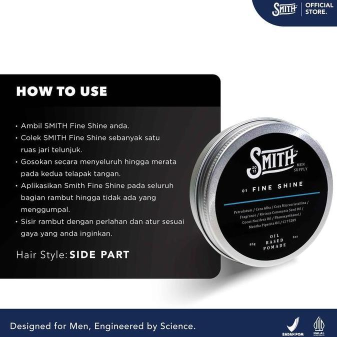 Littlehn- Smith Men Supply - Fine Shine Hair Pomade Oil Based 85Gr / Minyak Rambut Pria Wangi / Scen