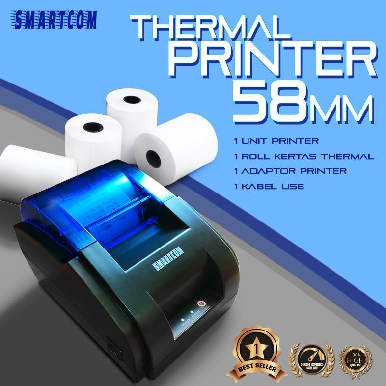 SMARTCOM ~ Mini Thermal Printer Bluetooth RPP02 58mm Support Mokapos Mitra Shopee PPOB