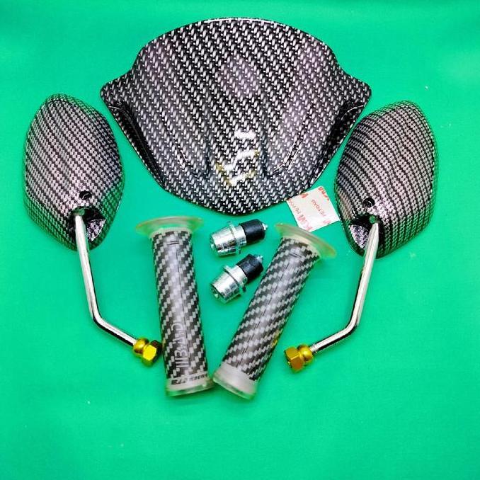Paket Visor Karbon Beat Karbu Beat Lama Beat Old+ Spion Beat Mini Karbon+Hangrip Karbon+Jalu Stang S