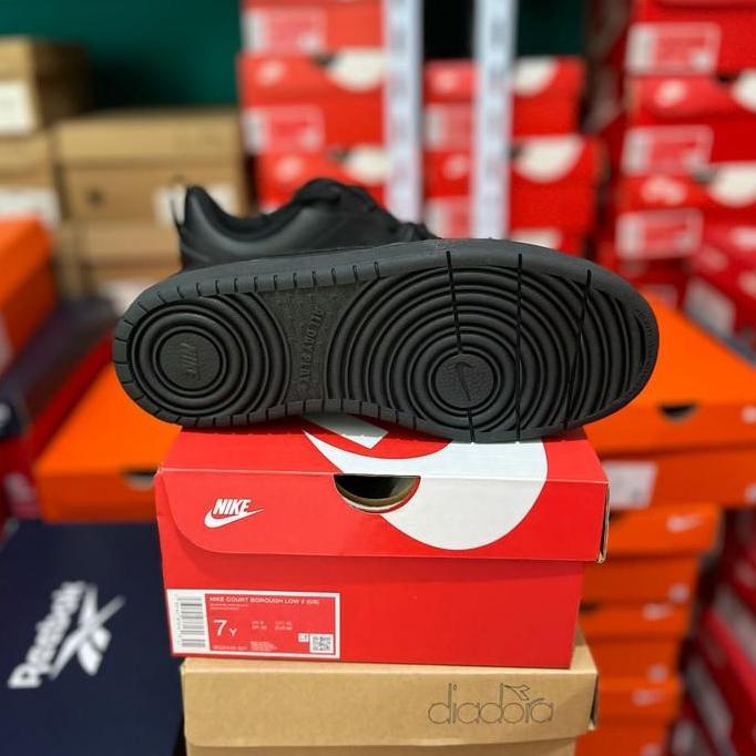 Sepatu Sneakers Nike Court Borough Low 2 GS Triple Black Original BQ5448 001