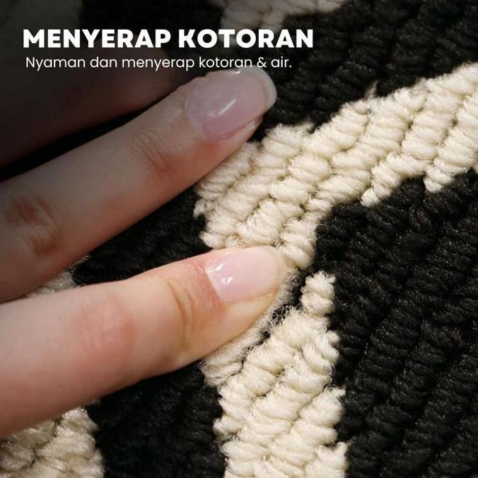 Kivi - Keset Checker 50x80cm untuk Pintu Rumah, Keset Outdoor Anti Slip Aesthetic, Menyerap Air & Ko