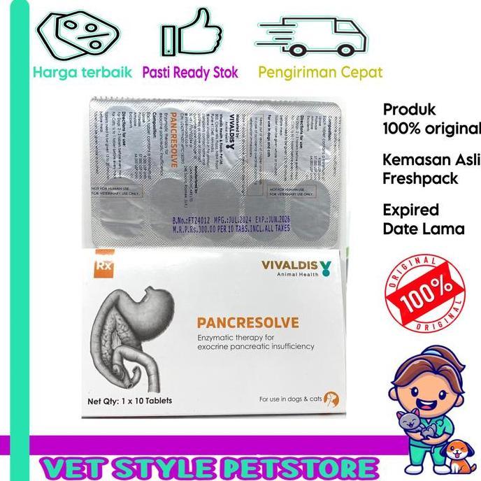 Pancresolve Enzym Pencernaan Anjing Kucing Original Mirip Panakare