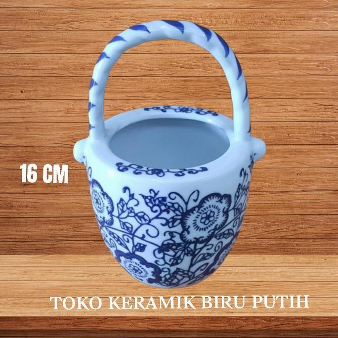 Tempat Sendok Garpu Keramik Mini/ Tempat Sendok keramik biru putih