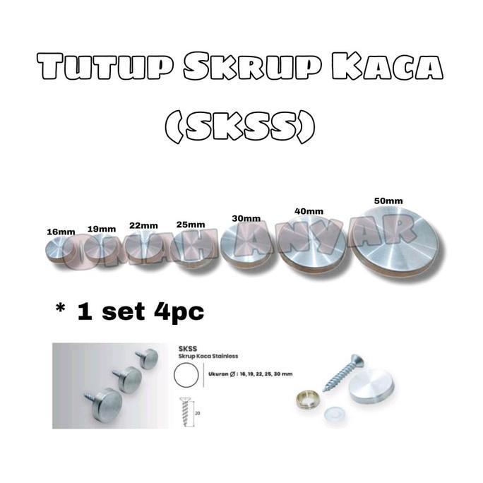 Skrup Kaca Skrup Kayu Tutup Skrup Stainless Steel SKSS 16 19 22 25 30 40 50 mm Huben