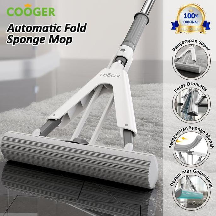 COOGER Alat Pel Busa Peras Lipat Otomatis Sponge Mop Alat Pel Spons Serbaguna Daya Serap Tinggi 3S C
