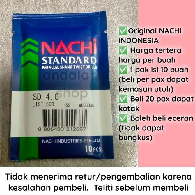 Yourpw- Mata Bor Besi 4.0Mm Nachi / Mata Bor Besi Nachi / Mata Bor 4Mm Murah