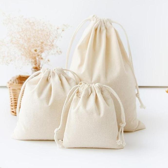 Pouch serut serbaguna / souvenir/ bungkus souvenir /Tas Pouch Serut Kanvas Polos