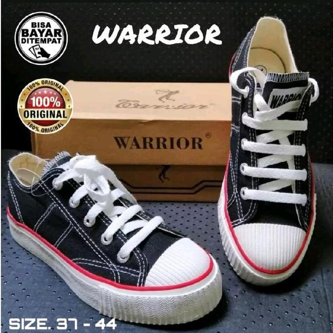 PROMO - Warrior Sepatu Warior Classic LC Hitam Putih Size 37-44 Ori Murah Karet Casual Shoes Bahan K