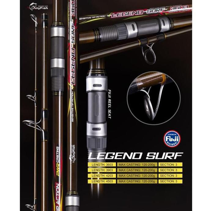 TERMURAH - Joran Pancing Laut Surf Laut Sambung 3 Anyfish Legend Surf 360/390/420/450 Full Fuji