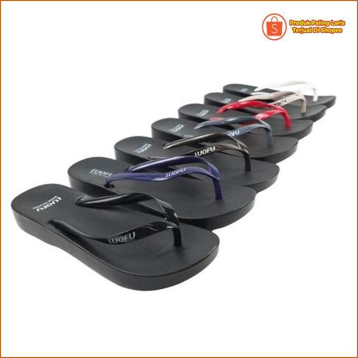 Luofu Sendal Jepit Jelly Karet Eva Tatak Hitam Wanita  E7140Sh6Wk (M&K04) Wajib Miliki