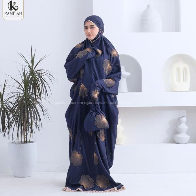 Syukron- Kamilah - Mukena Terusan Dewasa Lajuran Langsungan Dagu 2 In 1 Katun Bordir Cantik Hamidah 