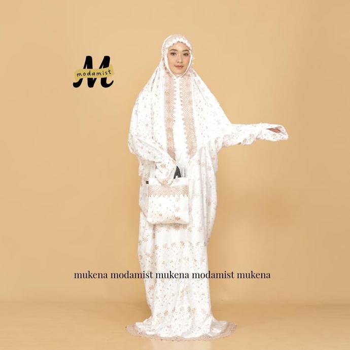 Syukron- Mukena Terusan Dewasa Sutra Millo Bordir Prada Renda Mewah