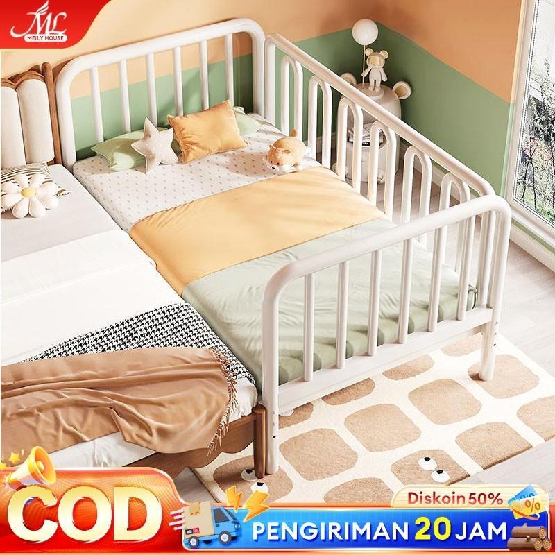 Dipan Anak Besi 3 Pagar Ranjang Sambung Pipa Persegi Ranjang Bayi Tempat Tidur Bayi Tempat Tidur