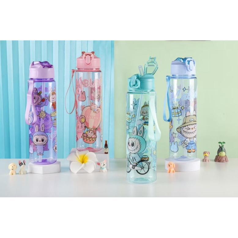 Pengiriman Cepat Botol Minum Labubu Tumbler Plastik Karakter Anak Lucu Wadah Bekal Minum Sekolah