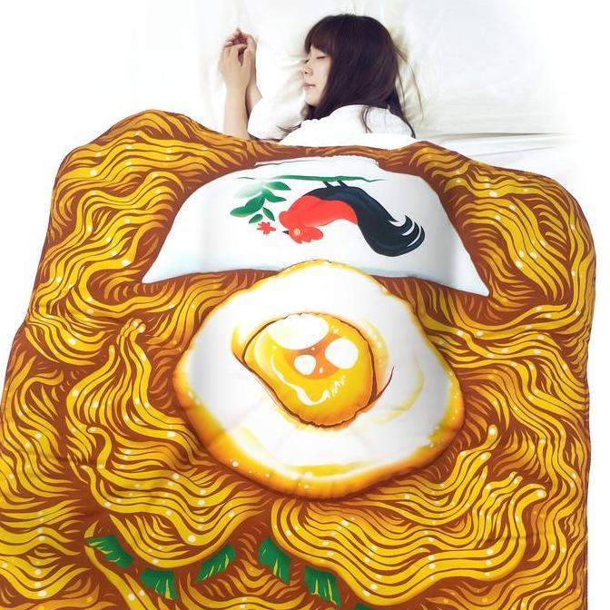 Selimut Dewasa IGORsatumangkok Shrelo Mie Goreng Instan Telur Mi Telor Ceplok Kreasi Desainer Lokal 