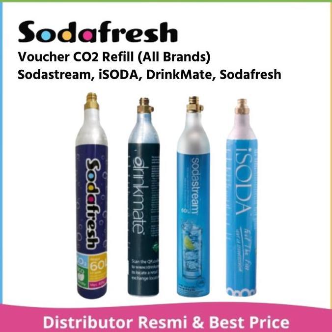 PROMO DISKON - SodaStream, Ace, Drinkmate, iSoda, Sodafresh CO2 Voucher Isi Ulang