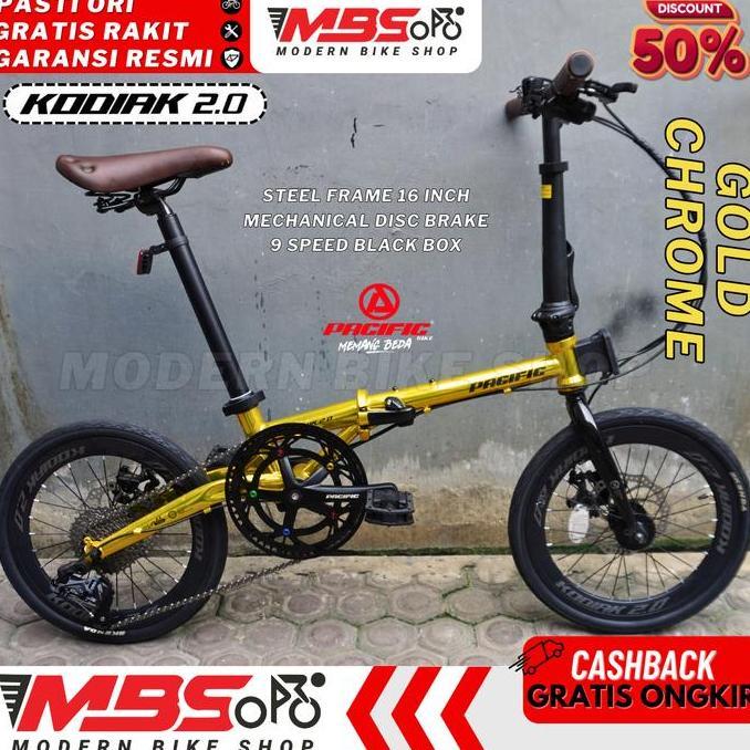 Terlaris Pacific Kodiak 2.0 16 Inch Sepeda Lipat Dewasa 9 Speed Pasific Hi Ten Steel