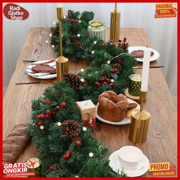 Original Ready Stok Garland Natal Panjang Dengan Hiasan Garland Dengan Aksesoris Tebal Lebar Untuk D