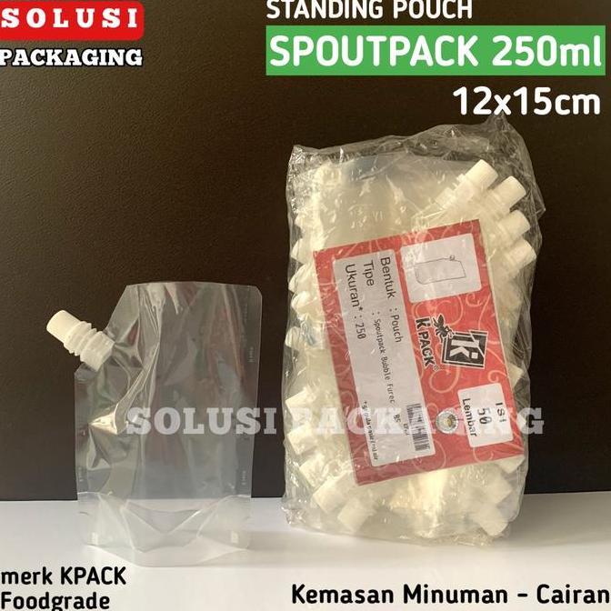 STANDING POUCH 250ml SPOUTPACK PLASTIK KEMASAN CAIRAN MINUMAN MINYAK